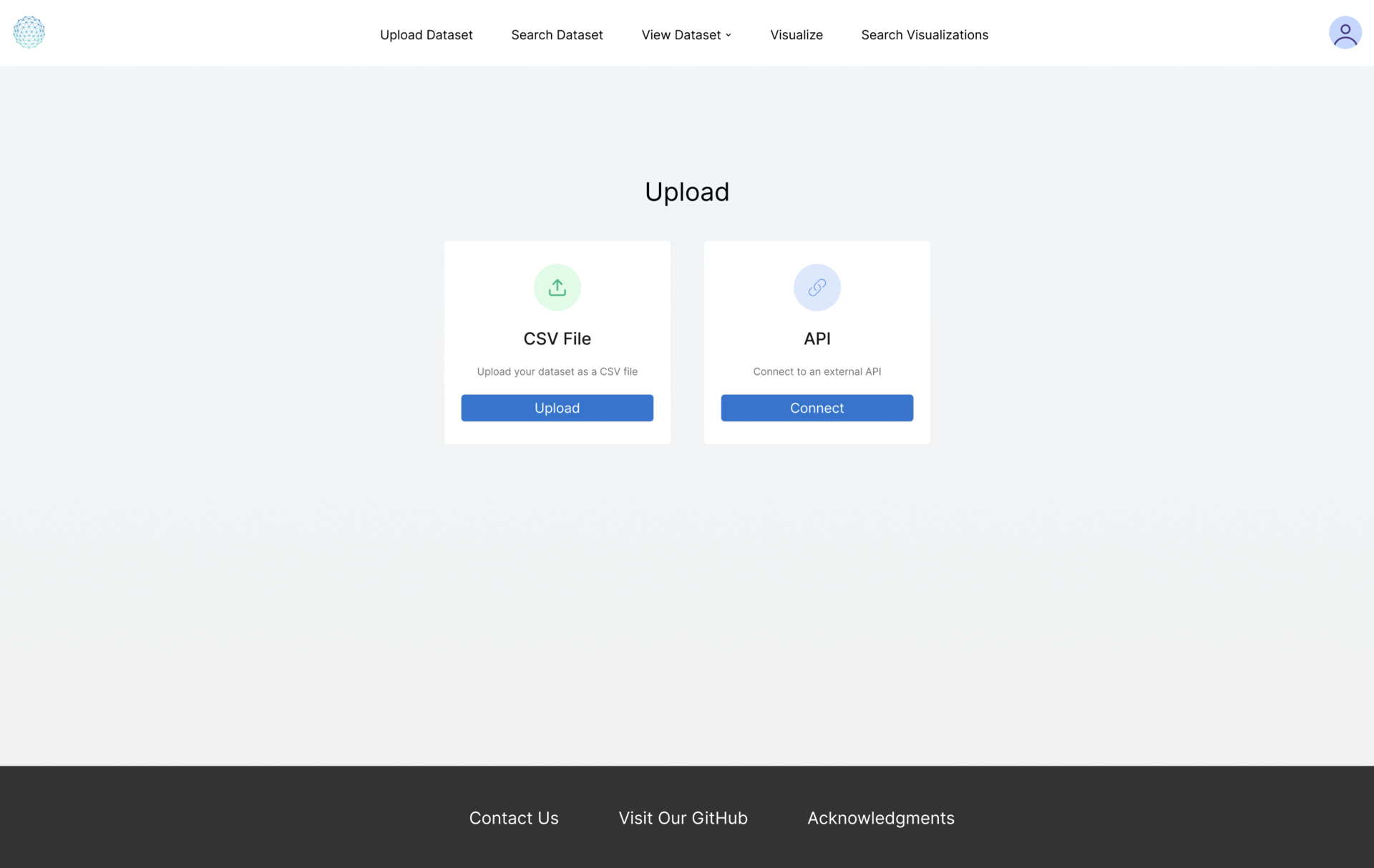 Upload Dataset Page